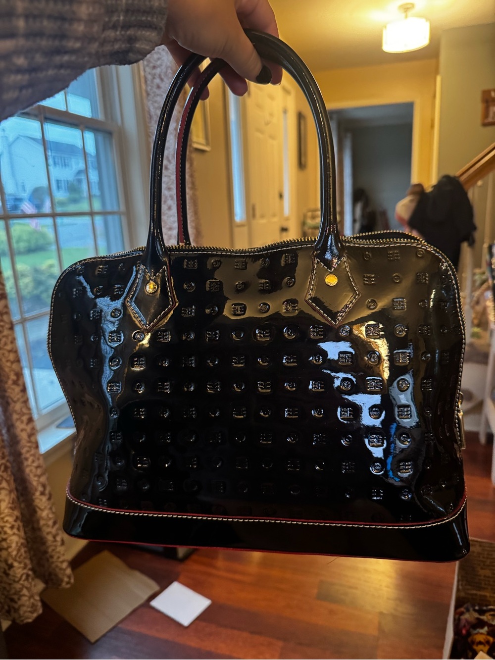 Arcadia Black Patent Leather Dome Bag